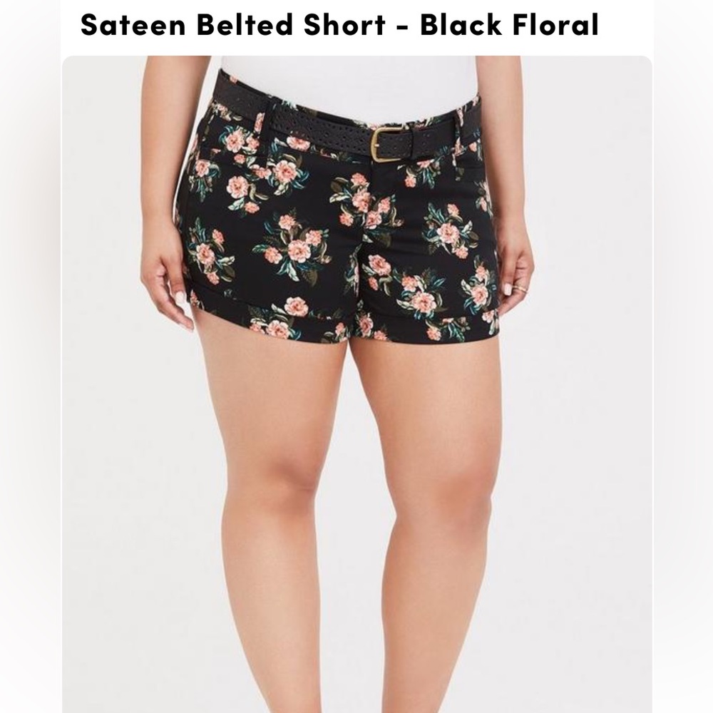 Torrid Black Floral Sateen Shorts 26